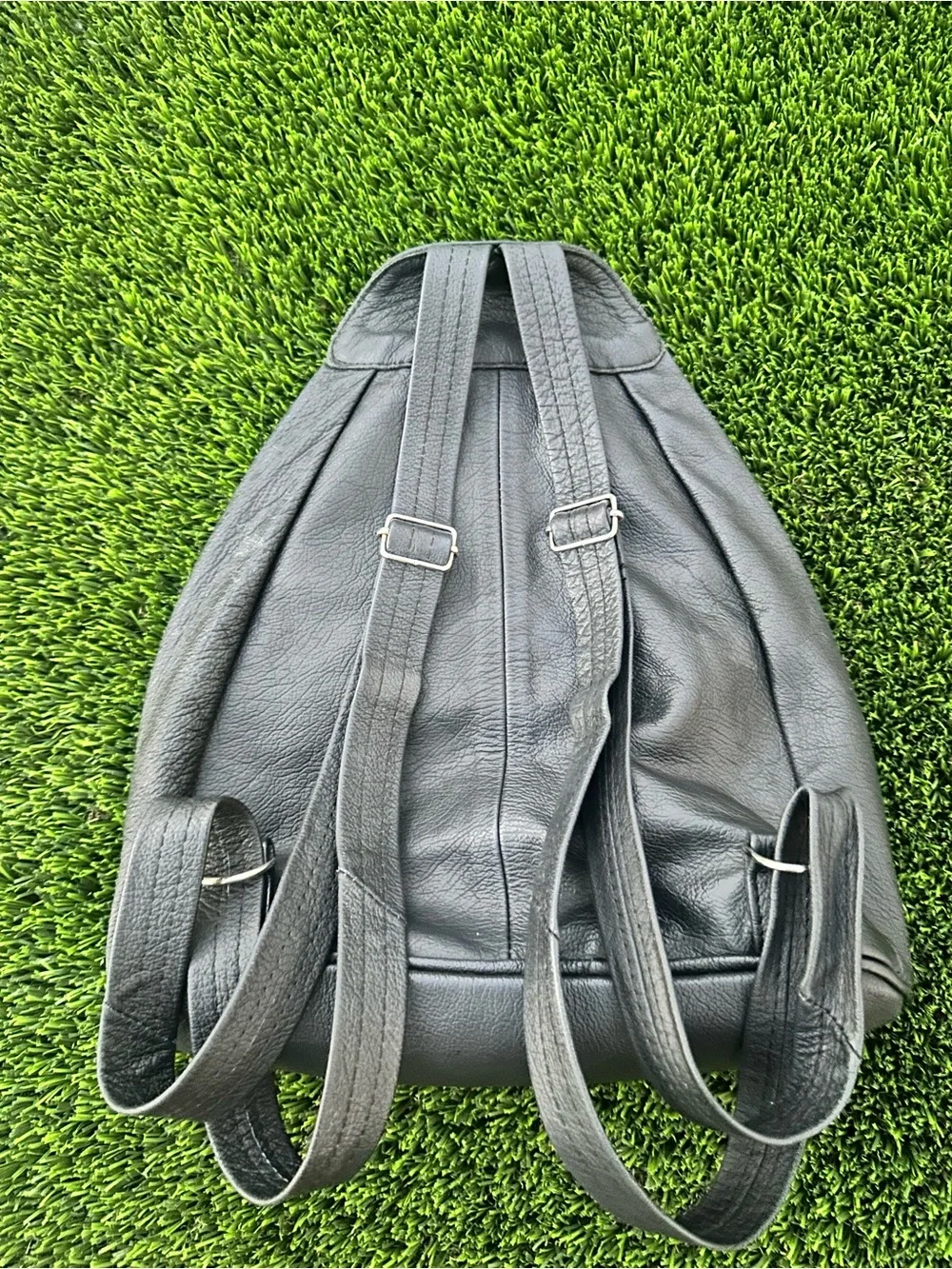 Embroidered Floral Black Leather Backpack - Vibrant Multicolor Panels